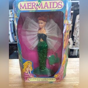 1991 Mermaids 11.5” Fashion Doll NRFB Vintage Green Glitter Tail